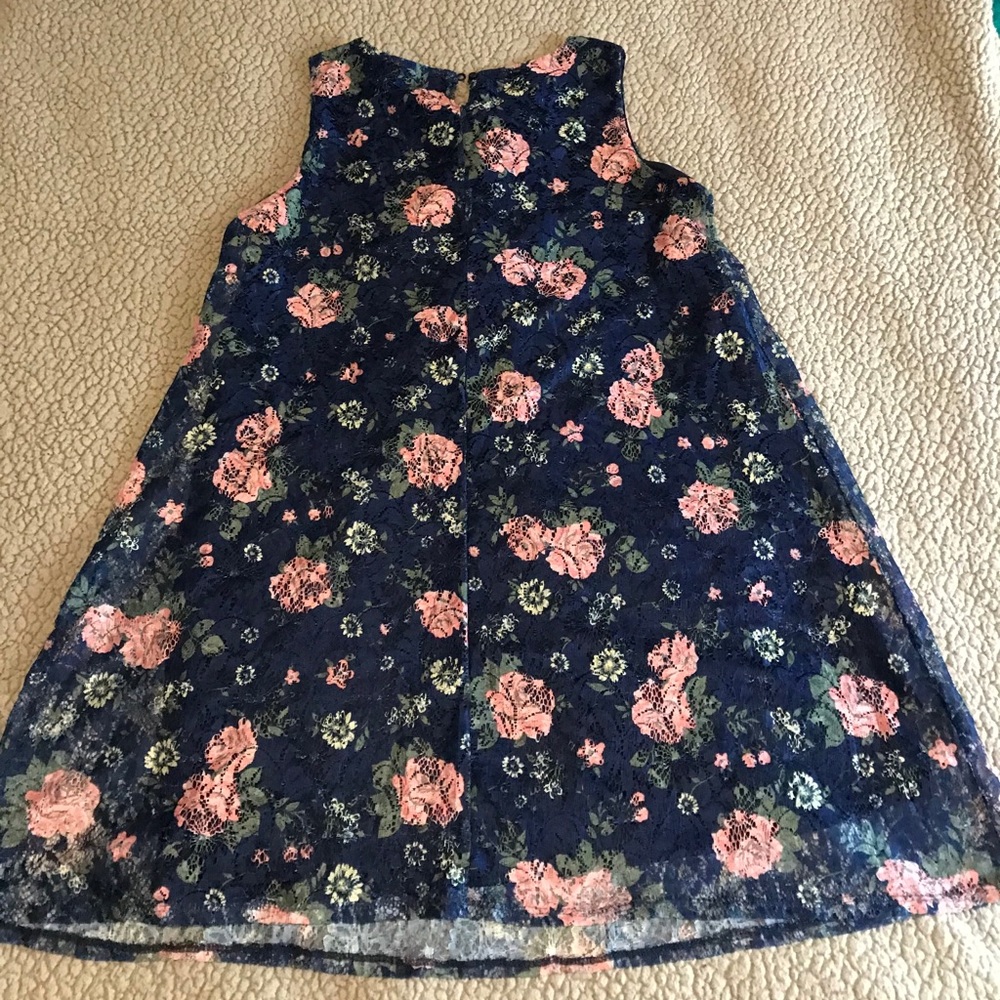 Girls Blue Navy Laced Shift Dress